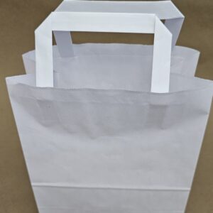 Пакет бумажный 240x140x300 (300 шт/коробка), плотность 80-90 г/м^2 белый с плоскими ручками